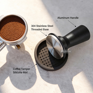 HIGHWIN Espresso Tool <strong>Set</strong> 5PCS Espresso Accessories Kit 51mm <strong>Coffee</strong> <strong>Tamper</strong> Tools Stainless Steel Milk Pitcher - Product Image 2