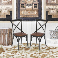 Chaise en bois et fer vintage moderne de haute qualité, pliable, dossier croisé, empilable, pour la maison, le bar, la salle à manger, les mariages, les locations d'événements
