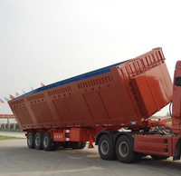 Semi-remorque benne basculante arrière 3 essieux robuste de 30 à 100 tonnes en acier de haute qualité avec suspension pneumatique, directement d'usine