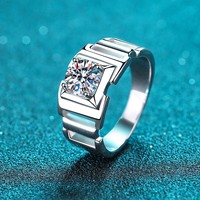 Bague pour homme en argent 925 avec moissanite 1 carat certifiée GRA VVS1, bijoux fins, mariage, fiançailles, vente en gros
