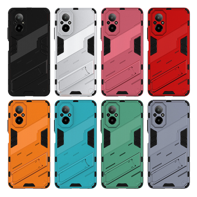 Luxury Mobile Phone Accessories Case Cover for OPPO Realme C67 4G/C65 4G/C63 4G Punk Armor Drop Kickstand Shockproof Phone Cover