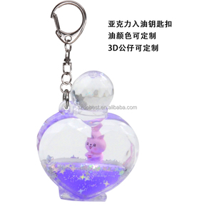 Porte-clés en forme de cœur avec flacon de <span class=keywords><strong>parfum</strong></span> mignon, pendentif créatif pour sac, cadeaux populaires, grand format, en plastique scintillant, vente en gros - Product Image 3