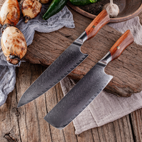Couteau de chef Damas 8 pouces, 67 couches, couteau de cuisine professionnel à cœur VG-10, manche en bois de rose avec coffret cadeau