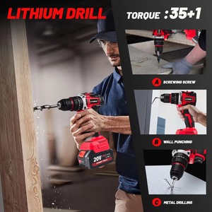 <span class=keywords><strong>Taladro</strong></span> Eléctrico Inalámbrico de Iones de Litio <span class=keywords><strong>Sin</strong></span> <span class=keywords><strong>Escobillas</strong></span> Más Vendido, con 35 Niveles de Torque y Luz LED para Construcción - Product Image 2