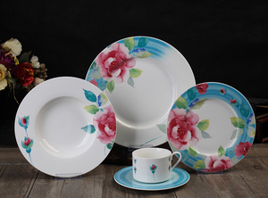 Hoa Bộ đồ ăn đặt bữa ăn tối giá rẻ sứ 20PC xương mới Trung Quốc Bộ đồ ăn hoa an toàn gốm tây <span class=keywords><strong>4</strong></span> sa mạc tấm thiết lập - Product Image 4