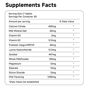 Comprimés à croquer de calcium <span class=keywords><strong>pour</strong></span> la croissance des enfants, brevet WPH <span class=keywords><strong>pour</strong></span> une absorption améliorée, soutien des minéraux du lait et des vitamines D3 K2 - Product Image 5