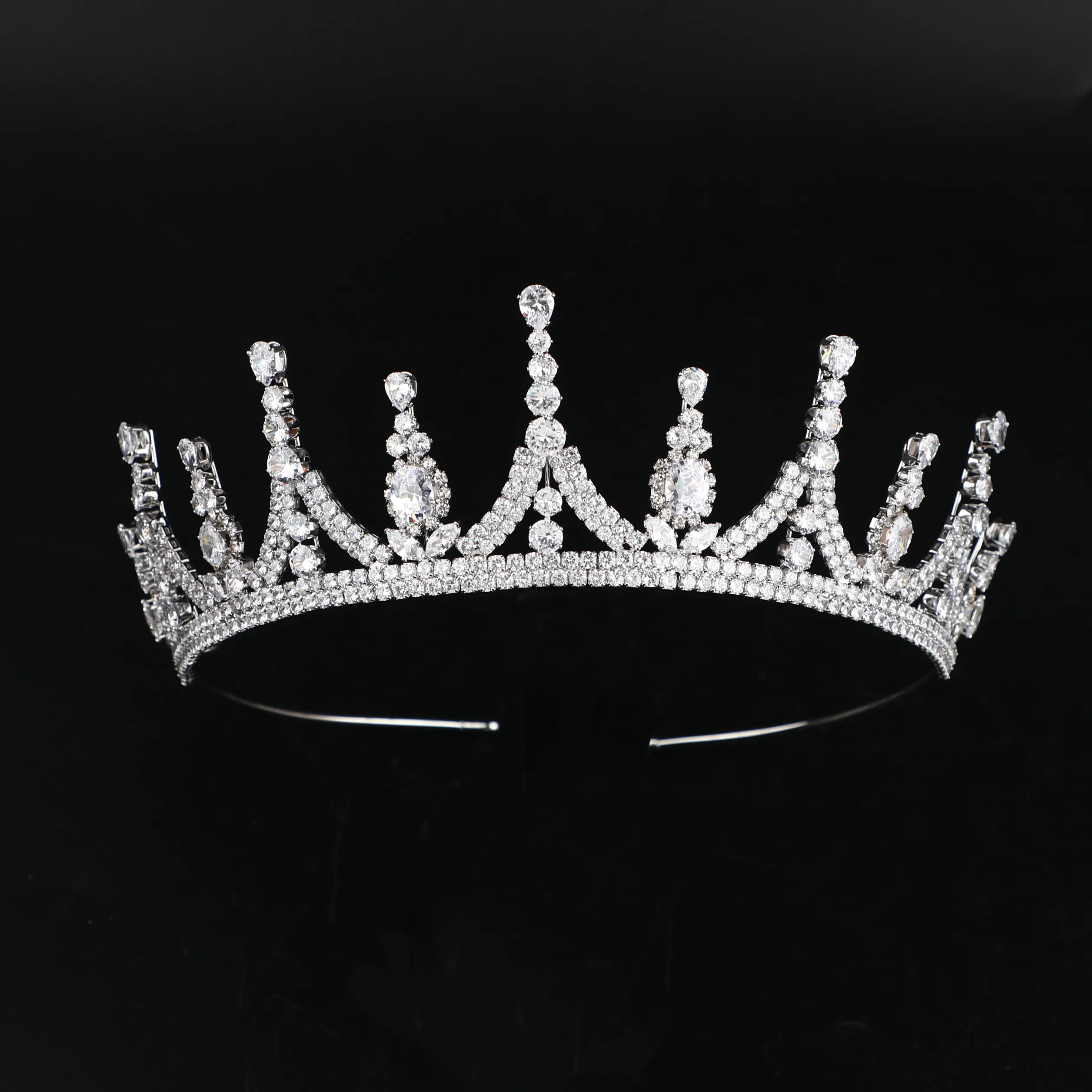 Wholesale Zircon Corona Pageant Crowns 6 inches Women Wedding Crowns Bridal Hair Accessories Tiara
