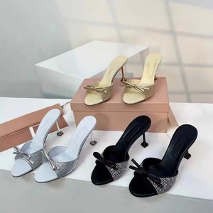 2026 New Style Rhinestone Elegant <b>High</b> <b>Heel</b> Sandals Women's Slim <b>High</b> <b>Heel</b> Fashion Designer <b>Slippers</b> - Product Image 3