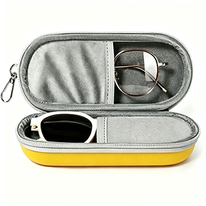 Estuche de viaje para gafas de EVA con carcasa rígida, forro suave, caja de almacenamiento con cremallera, portátil, con llavero, logotipo personalizado para gafas de miopía. - Product Image 1