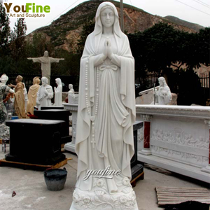 Estatua Religiosa Clásica de la Virgen María en Mármol Blanco Natural - Product Image 5