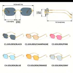 Gafas de Sol Cuadradas de Aleación de Moda con Logotipo Personalizado 2025, Gafas de Sol Poligonales sin Montura con Protección UV400 para Hombre y Mujer - Product Image 6