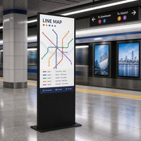 Terminal interactivo con mapa de rutas de 55 pulgadas con pantalla táctil infrarroja para información de pasajeros en estaciones de metro, venta al por mayor.
