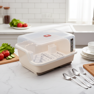 Scatola portaoggetti di grandi dimensioni per stoviglie, scolapiatti <span class=keywords><strong>con</strong></span> vassoio, cestello portatile per lievitazione pane <span class=keywords><strong>con</strong></span> <span class=keywords><strong>coperchio</strong></span> - Product Image 1