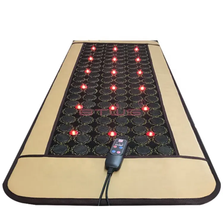 Matelas de Massage en pierre de Jade, lit de Sauna thermique, tapis chauffant avec lumière Led Photon à rayon infrarouge lointain