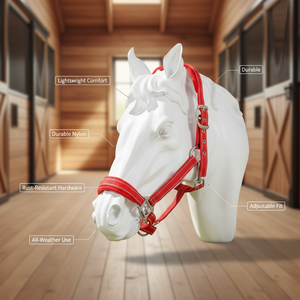 Licol pour <span class=keywords><strong>cheval</strong></span> en sangle réfléchissante, haute visibilité, réglable, manipulation sécurisée pour une utilisation nocturne ou en basse lumière dans l'écurie - Product Image 1