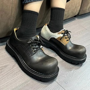 Zapatos Oxford de Piel Suave con Cordones, Suela Gruesa y Punta Cerrada, con Amortiguación, para Oficina, Verano, Mayor Comodidad - Product Image 3