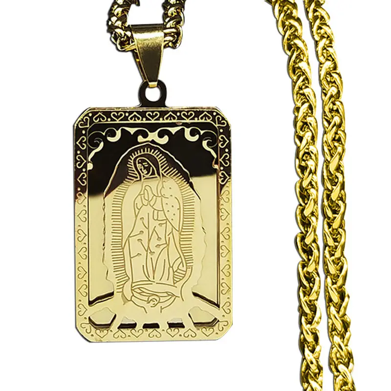 Katholieke Maagd Mary Medaille Onze Dame Van Guadalupe Hanger Ketting Voor Vrouwen Mannen Goud Kleur Roestvrij Staal Mannelijke Ketting Sieraden