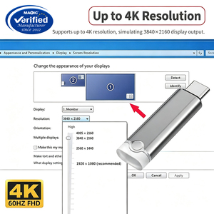 Adaptador de Pantalla Virtual 4K USB C, Emulador EDID Tipo C, 3840x2160 60Hz para Escritorio Remoto, Servidor sin Pantalla - Product Image 4