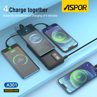 Station d'alimentation portable 10000mAh 2-en-1 avec câbles intégrés, écran LCD numérique, sortie 12W, batterie externe pour téléphone pour A300