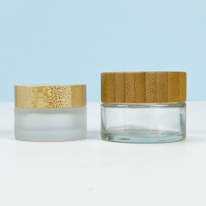 Juego de Frascos de Crema de Bambú Personalizados de Lujo, Diseño Personalizado con Serigrafía, Frascos de Vidrio Transparente Ámbar Esmerilado de 30g 50g 100g con Tapa de Bambú - Product Image 6