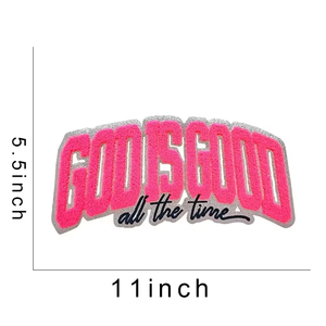 All'ingrosso ciniglia lettere patch di ferro sulla ragazza colorata delle donne della scuola <span class=keywords><strong>grande</strong></span> dio è buona lettera ciniglia toppe per felpe con cappuccio - Product Image 3