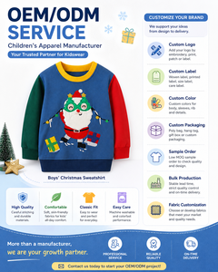 <span class=keywords><strong>Sweat</strong></span>-shirt de Noël 2026 pour garçons, pull colorblock avec applique Père Noël brodée, en coton, col rond, pour enfants, OEM - Product Image 3