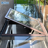Tragaluz Eléctrico Motorizado de Vidrio Templado para Terraza, Fácil Instalación, Sensor de Lluvia, Control por Aplicación, Marco de Aleación de Aluminio