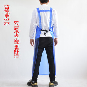 Tablier de travail imperméable, résistant à l'huile, aux acides et aux alcalis, pour la cuisine et le nettoyage, pour hommes et femmes, grande taille, couleur unie, longueur longue - Product Image 3