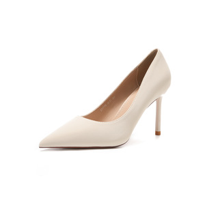 Escarpins à talon aiguille et bout pointu 8777B en cuir véritable, couleur unie, semelle extérieure en caoutchouc, chaussures formelles pour femme, idéales pour mariage et soirée - Product Image 5