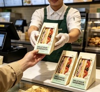 Boîte à sandwich triangulaire personnalisée en papier, qualité alimentaire, jetable, pour emporter, emballage pour sandwichs pour les restaurants de restauration rapide