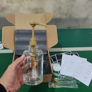 Mini bouteille en verre transparente ronde de 500 ml avec bouchon à vis pour désinfectant pour les mains et sirop de café – Emballage vide - Product Image 4