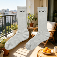 Chaussettes de sport mi-mollet en coton demi-éponge respirant à maille, couleur personnalisée, pour football et basketball