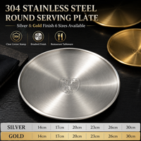 Ronde serveerschaal van roestvrij staal, restaurant, hotel, catering, servies, metalen dinerbord, groothandel, OEM, ODM, op maat gemaakt