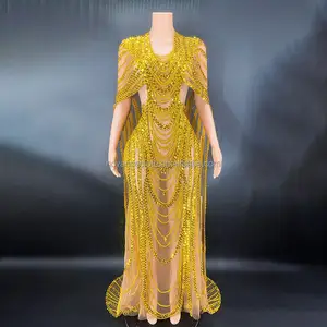 Novance Y2359-E ניתוח מגמות סתיו 2022 זהב פאייטים מקיר לקיר אורך שמלת ערב ארוך סגנון Mesh המפלגה שמלת שחור בתוספת גודל שמלה