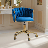 Silla de manicura dorada moderna de lujo, taburete de tocador para dormitorio, tocador y mesa de maquillaje, mesas de uñas para escritorio de computadora