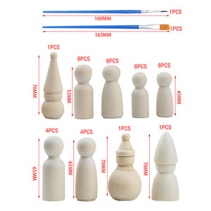 Figurines en bois à décorer, couleur bois brut, kit de bricolage pour cadeaux de la fête des enfants - Product Image 2