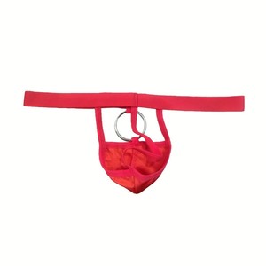 Sous-vêtements string rouges pour homme avec anneau métallique, taille unique, polyester, lingerie sexy pour la Saint-Valentin - Product Image 4