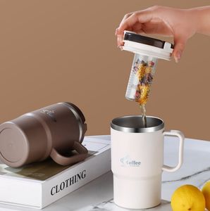 Taza de Café de Acero Inoxidable con Asa, Vaso de Viaje Antiderrames de 550 ml, Taza de Agua Aislada, Infusor de Té Desmontable, Cuchara Plegable - Product Image 5