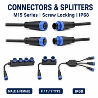 Connecteur circulaire ignifuge M15, étanche IP68, mâle-femelle, fileté, verrouillable, UL94-V0, pour éclairage LED