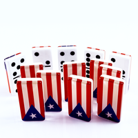 Jeu de dominos double six en acrylique personnalisé avec drapeau de Porto Rico, 28 pièces, taille standard, pour jeu de table éducatif, familial et de loisirs