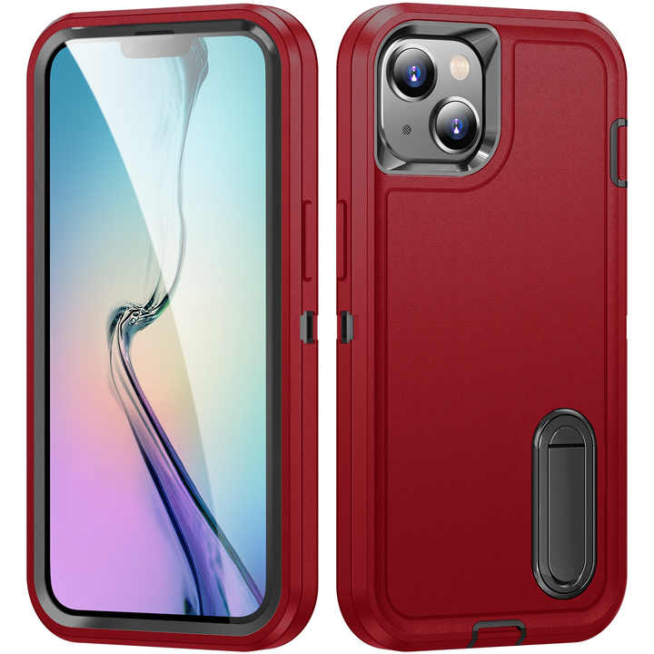 Rugged Heavy Duty Phone Case for Iphone 17Air SE4 16E 16 15 14 13 12 11 Pro Max Shockproof Protection Hard Cover With Kickstand