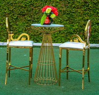 Chaise et table de tabourets de bar d'acier inoxydable d'or de haute qualité pour le mariage