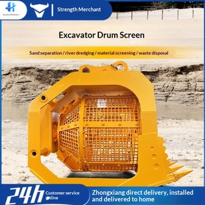 Excavator Equipped with Screening Bucket Excavator Trommel Hydraulic Rotating Funnel Wet and Dry <b>Sand</b> Washing Separation Bucket - Product Image 1
