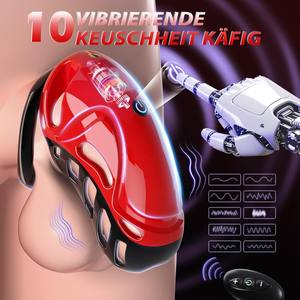 Cage de chasteté vibrante à 10 fréquences avec application et télécommande, 5 anneaux, 2 clés, pour adultes - Product Image 2