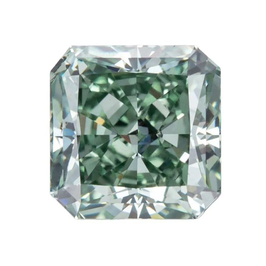 Certificat Wuzhou excellente coupe 1.75CT VS1 fantaisie jaunâtre vert carré Radiant coupe synthétique diamant CVD