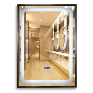 Specchio a led decorativo intelligente moderno personalizzato sensore tattile professionale specchio da parete da appendere per bagno intelligente con luce a led miroir