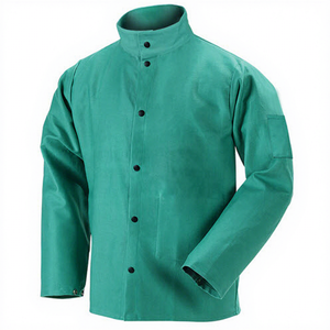 Veste de soudeur en daim marron résistante au feu, manches longues, coupe classique, protection thermique 300 ° C-500 ° Sutures surfilées - Product Image 2