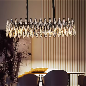 Lustre en Cristal Moderne K9 Nouveau Design Noir Suspension Rectangulaire avec LED Blanc Chaud Hôtel Maison Bar Décor en Laiton Fer - Product Image 2