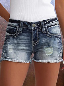 Pantalones vaqueros súper cortos desgastados con estampado de leopardo Retro americano para mujer, pantalones cortos de mezclilla negros, pantalones vaqueros Vintage de cintura baja que cubren la cadera Y2k - Product Image 2