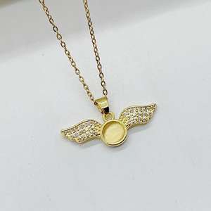 Tendance Plaqué Or Ailes D'ange Hip Hop Pendentif Sublimation Bijoux Papillon Forme Lien Pendentif Collier - Product Image 4